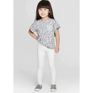 Cat & Jack™Toddler Girls Durable Knee Cotton Leggings Cream Hotmelt Glitter 12M